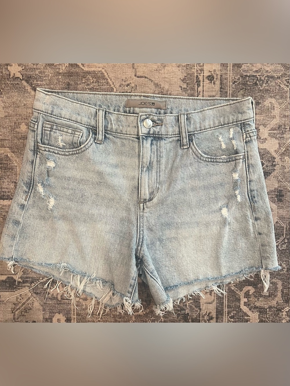 Joe's Jeans Faded Blue Distressed Frayed Hem Denim Shorts
